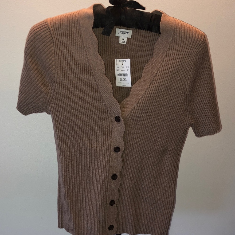 J. Crew Tan Ribbed Button-Down Shirt